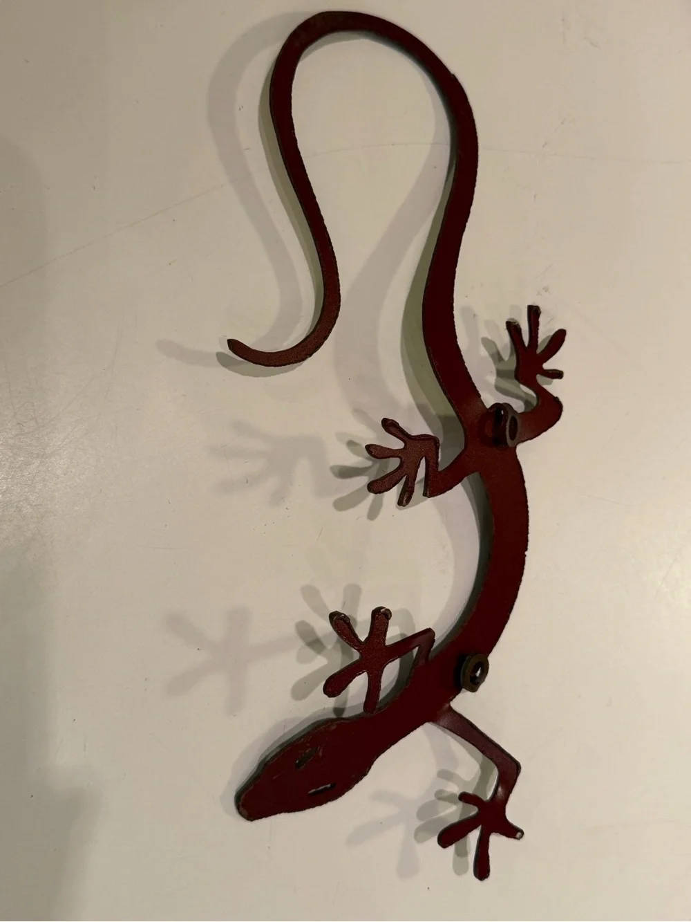 Vintage Rustic Metal Gecko Lizard Wall Art Indoor or Outdoor